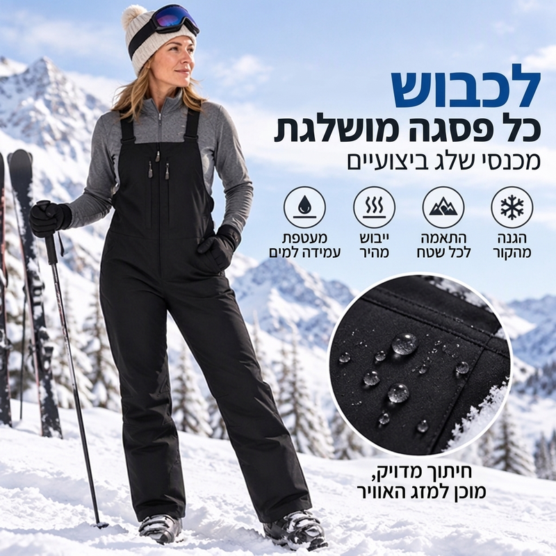 מכנסי סקי חמים עמידים למים לגברים ולנשים