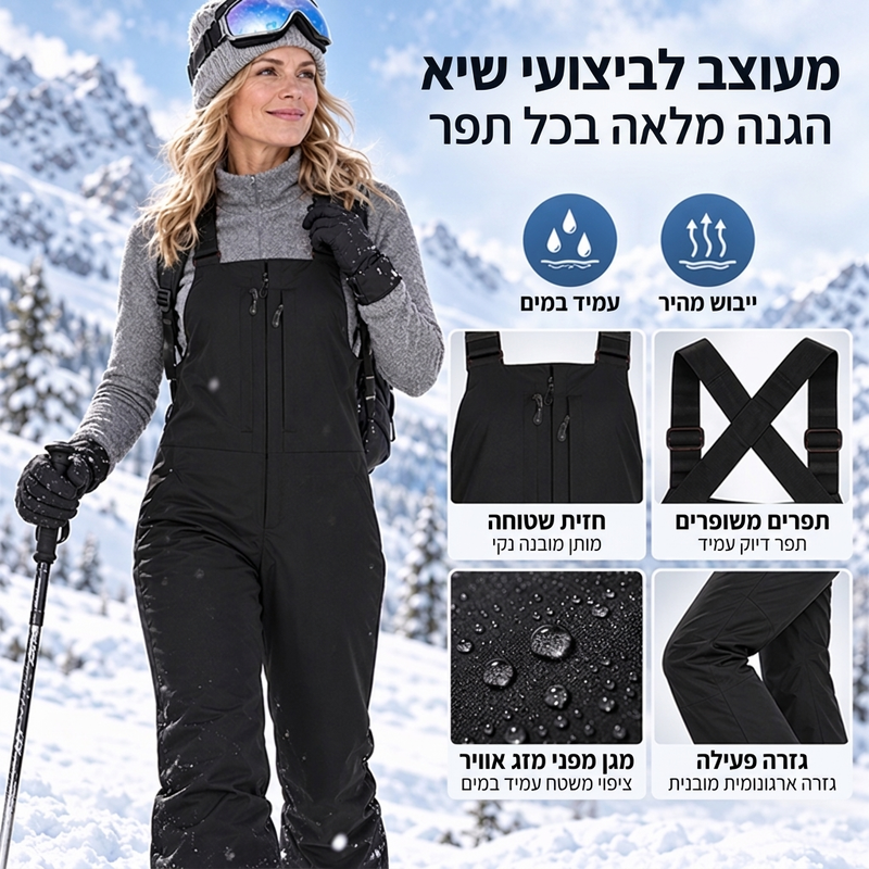 מכנסי סקי חמים עמידים למים לגברים ולנשים