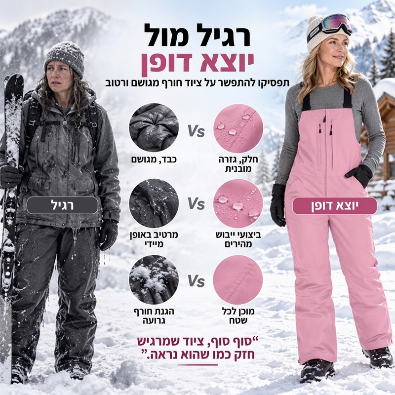 מכנסי סקי חמים עמידים למים לגברים ולנשים