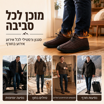 נעלי הליכה לגבר עם ריפוד פנימי קטיפתי ומונעות החלקה