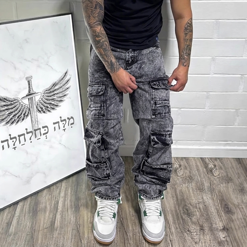 מכנסי קארגו מרובי כיסים מסוגננים לגברים