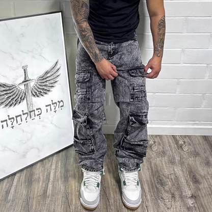 מכנסי קארגו מרובי כיסים מסוגננים לגברים