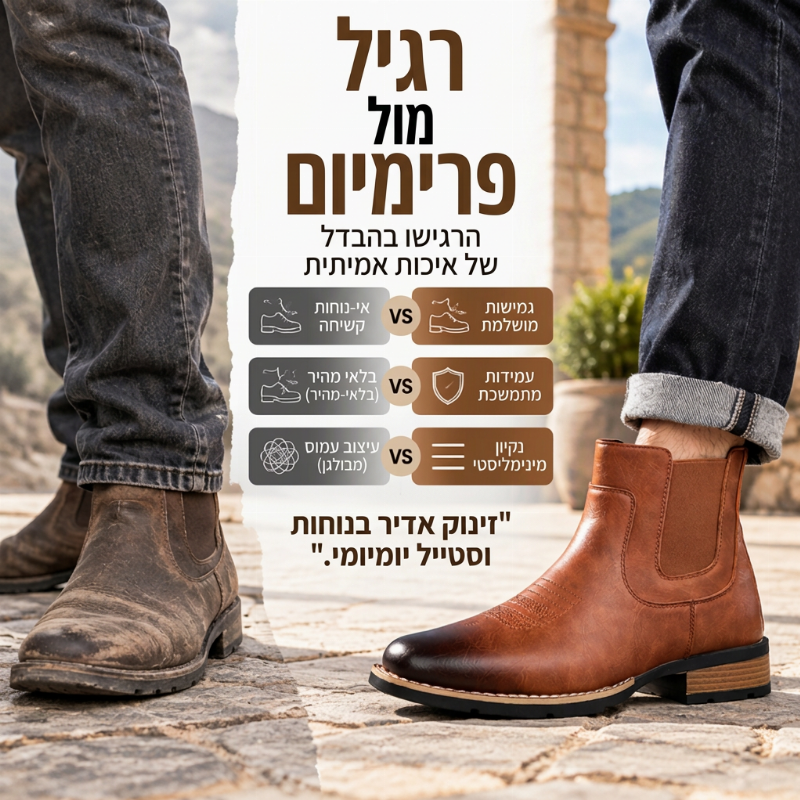 מגפי צ'לסי וינטג' לגברים עם פאטת החלקה