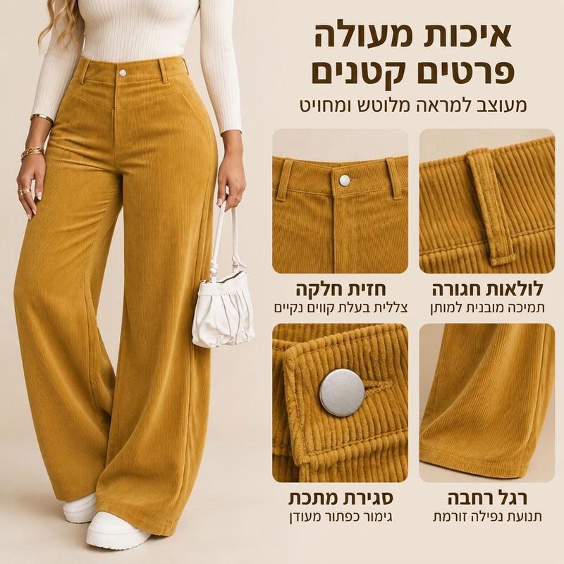 מכנסיים קז'ואליים מקטיפה רגליים רחבות לנשים
