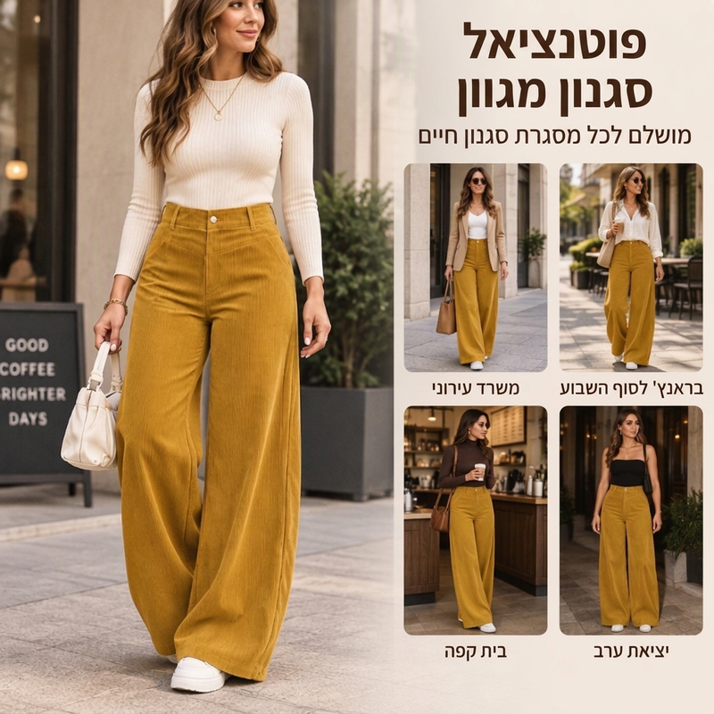 מכנסיים קז'ואליים מקטיפה רגליים רחבות לנשים