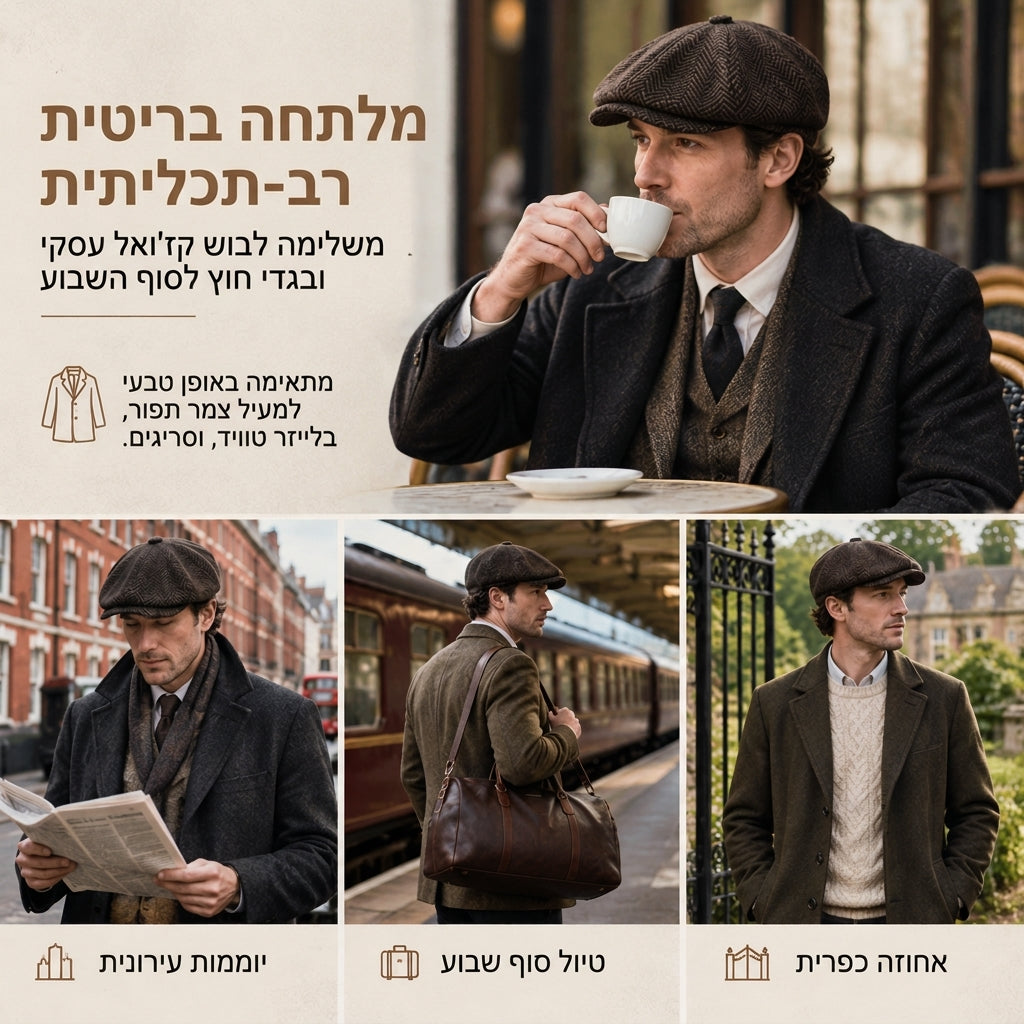 🧢 כועת נולסבוי יוניסקס בסגנון בריטי וינטג' | בלי כובע משעמם, בלי התאמה לא נוחה – קלאסי וקז'ואל ללבוש יומי וליציאות ✨