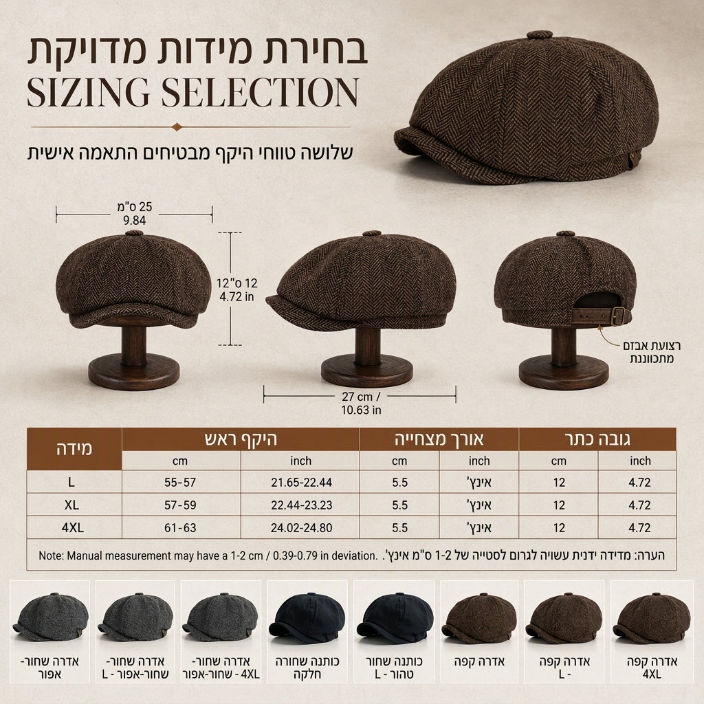 🧢 כועת נולסבוי יוניסקס בסגנון בריטי וינטג' | בלי כובע משעמם, בלי התאמה לא נוחה – קלאסי וקז'ואל ללבוש יומי וליציאות ✨
