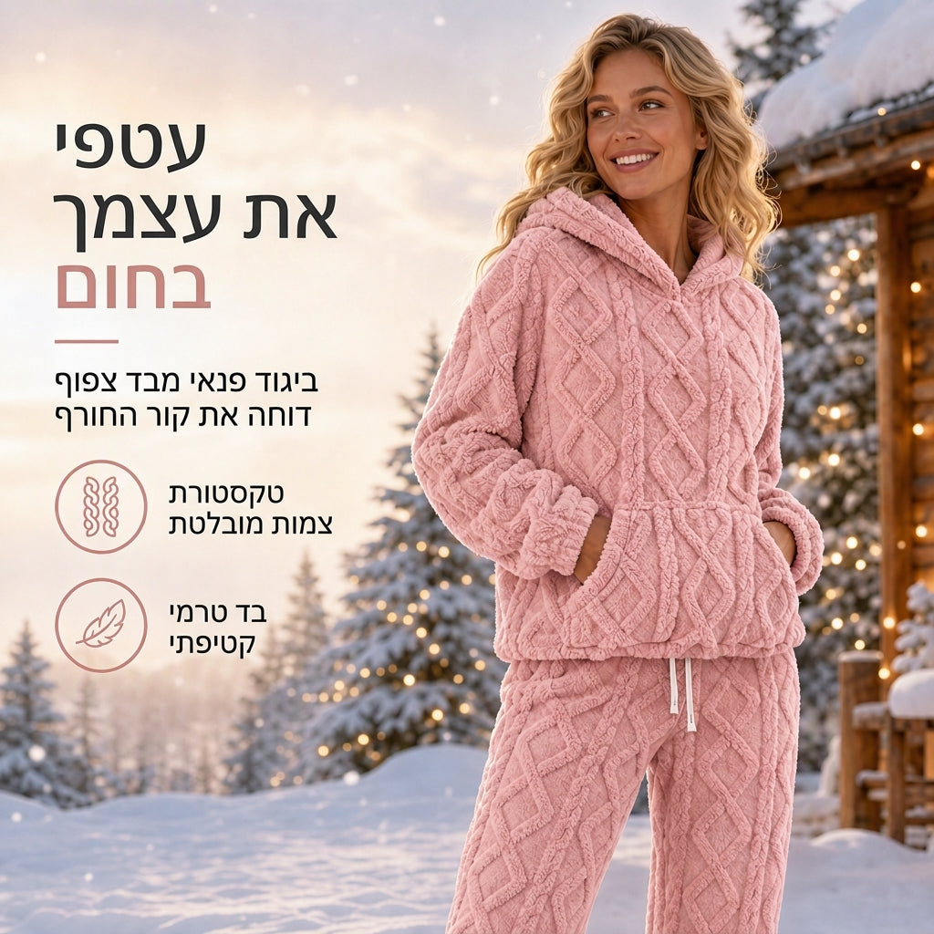 ☁️🧸 מבחר הפרועיות – סווטשירט הודי פלאפי וסט לנוב רך לחלומות ✨💗