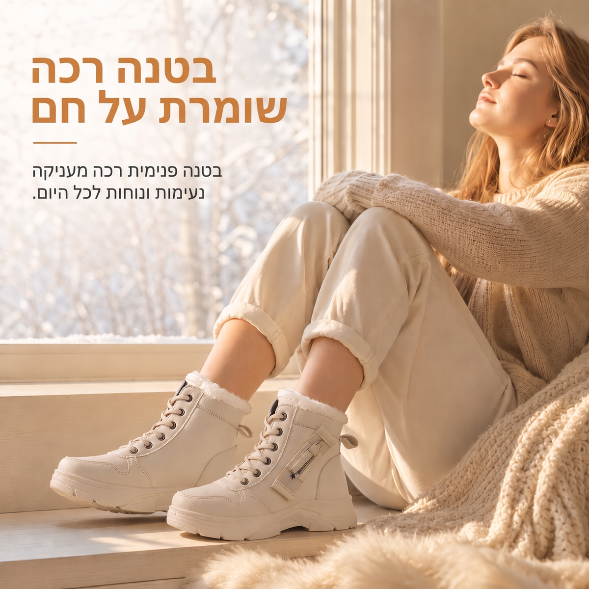 ❄️👢 מגפיי חורף לנשים לגשמים ושלג | לא להישאר עם רגליים קרות בחורף, לא להחליק על כבישים מושלגים – רירית פּלִיש חמה, סולייה עבה ומגפיים עליונים בגובה הקרסול ✨