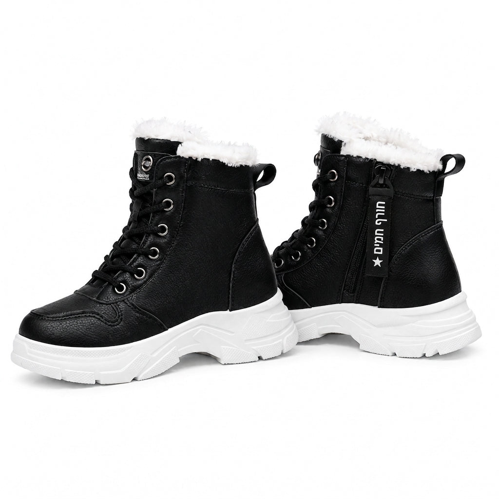 ❄️👢 מגפיי חורף לנשים לגשמים ושלג | לא להישאר עם רגליים קרות בחורף, לא להחליק על כבישים מושלגים – רירית פּלִיש חמה, סולייה עבה ומגפיים עליונים בגובה הקרסול ✨
