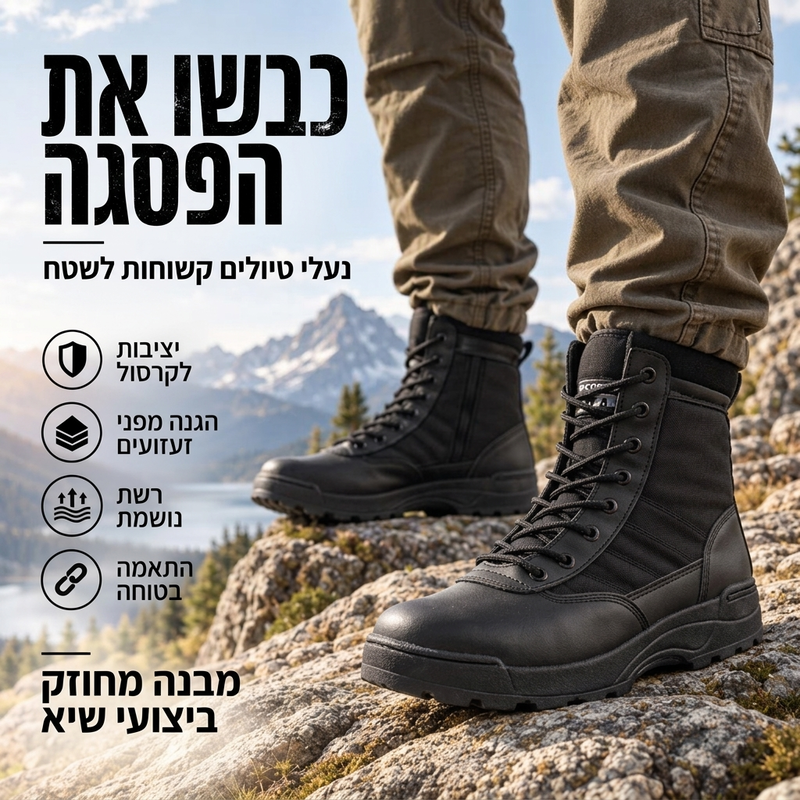 מגפיים טקטיים לחימה גבוהים חיצוניים אוניסקסיים