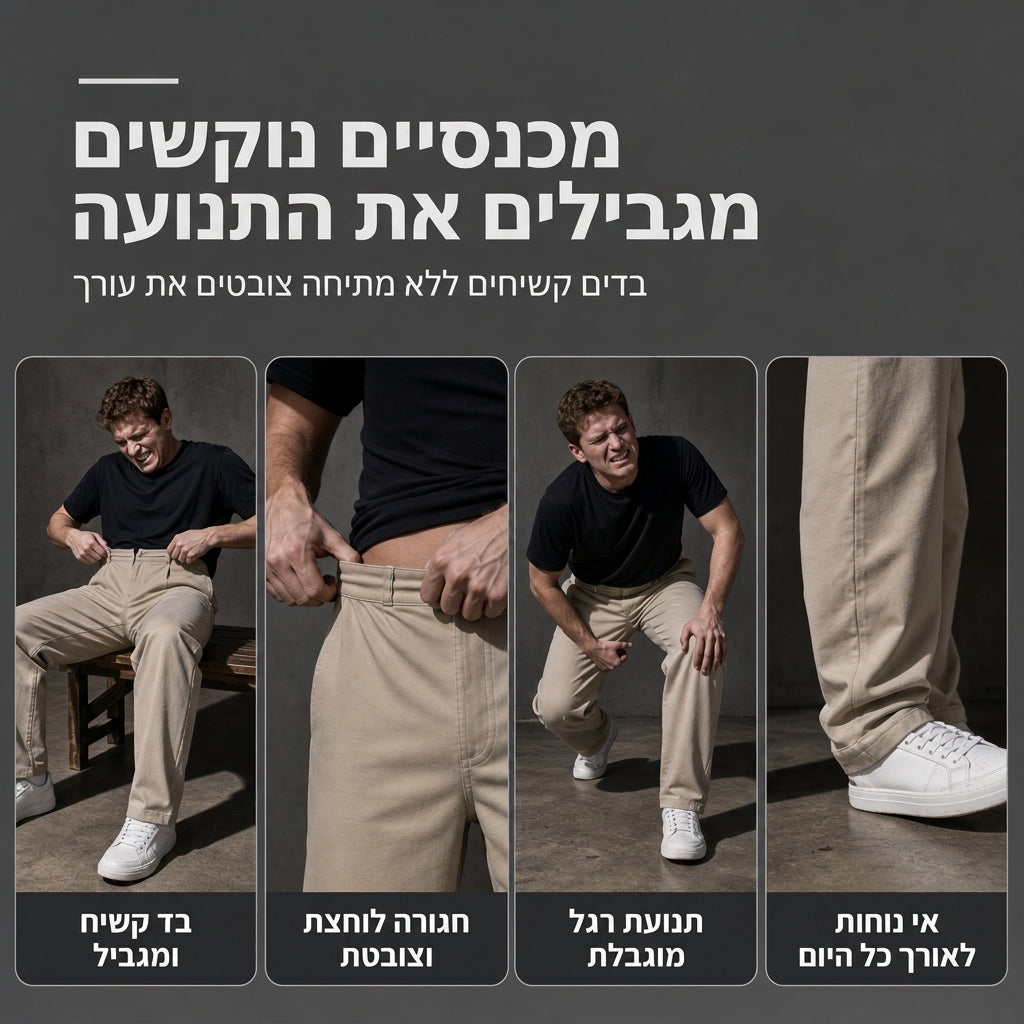 מכנסי קורדרוי קרגו לגברים בגזרה רגועה