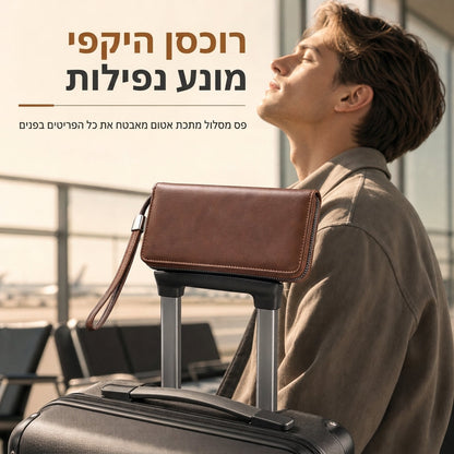 ✈️💳 ארנק קלאץ' יומיומי מסודר – רוכסן קשיח, שטרות שטוחים, תאים מרובים, עמיד בפני שריטות