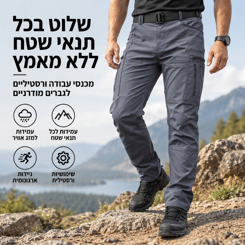 מכנסי טקטיקה לצד גברים, חתך דק, לפעילויות חוץ