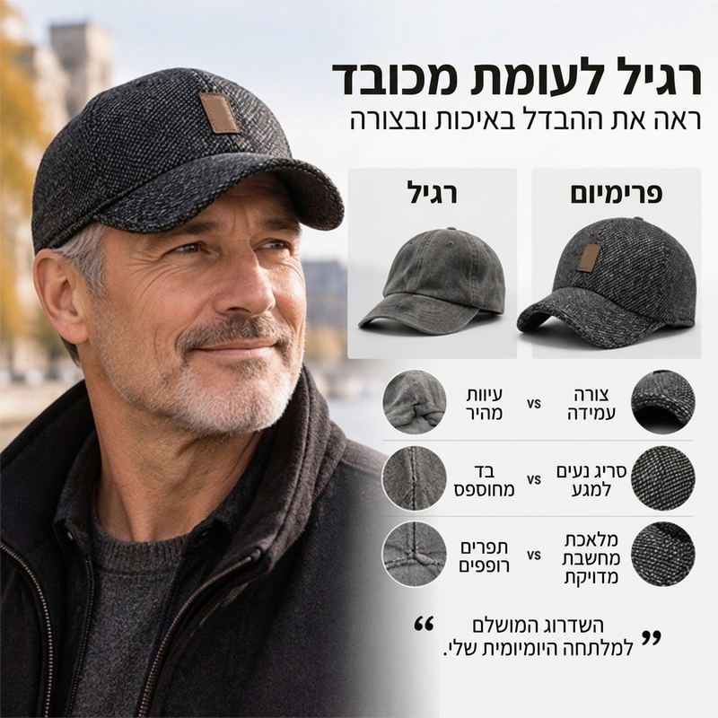 כובע בייסבול חם לגבר עם כיסויי אוזניים
