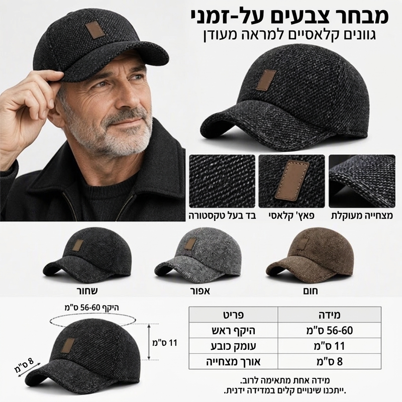 כובע בייסבול חם לגבר עם כיסויי אוזניים