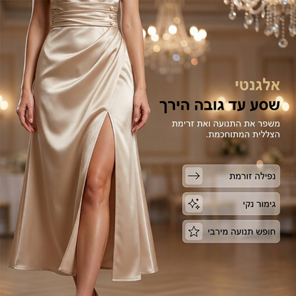 שמלת נשים מצוירת עם צוואר V ללא שרוולים