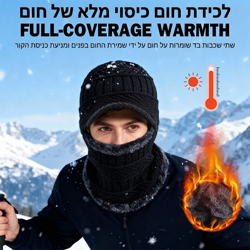 🌸מבצע חם 50% הנחה❄️ בלוקלאבה חורפי 3 ב-1, כובע מבודד עם משקפי מגן