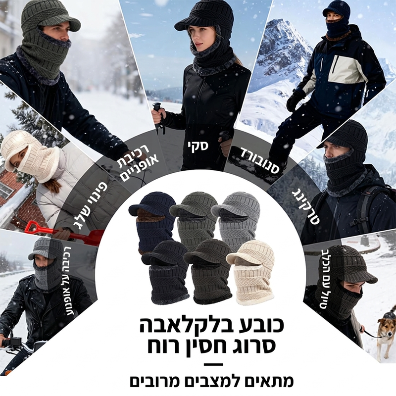 🌸מבצע חם 50% הנחה❄️ בלוקלאבה חורפי 3 ב-1, כובע מבודד עם משקפי מגן