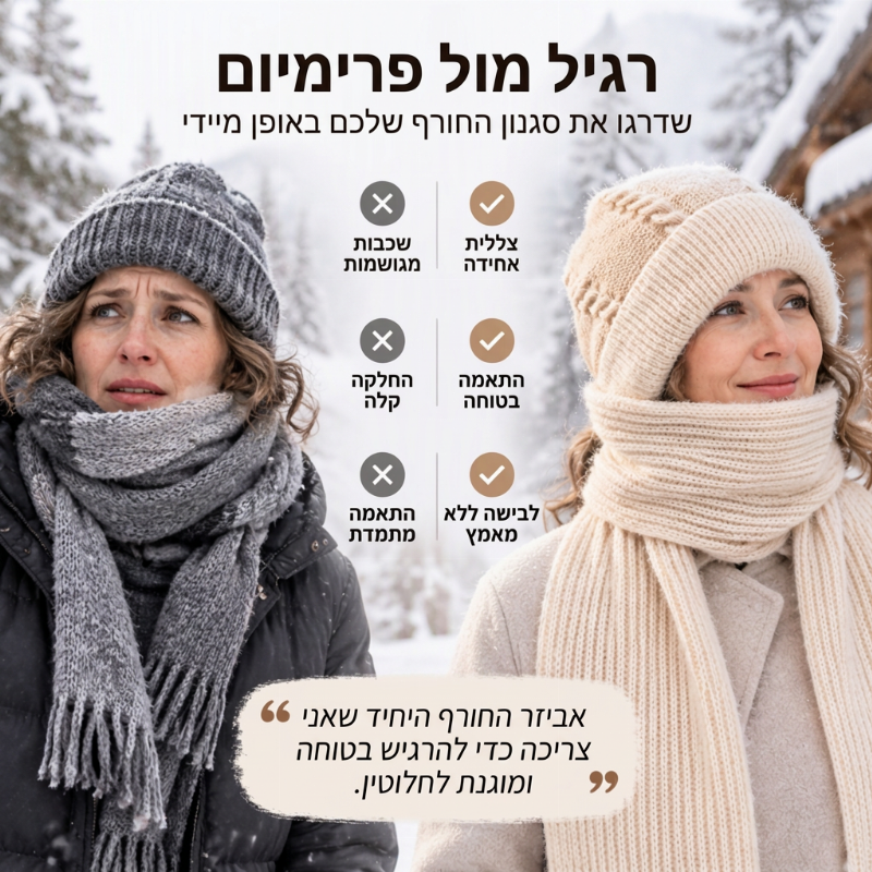 צעיף חורף חם עם ברדס לנשים