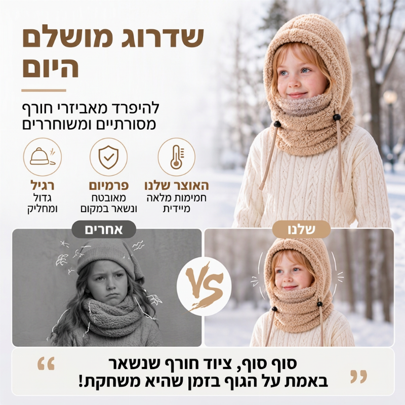 כובע בלטרת אופני תרמי לילדים חסין רוח