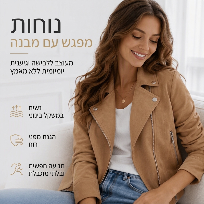 ז'קט נשים מזדמן עם צווארון לאפל וגזרה צמודה