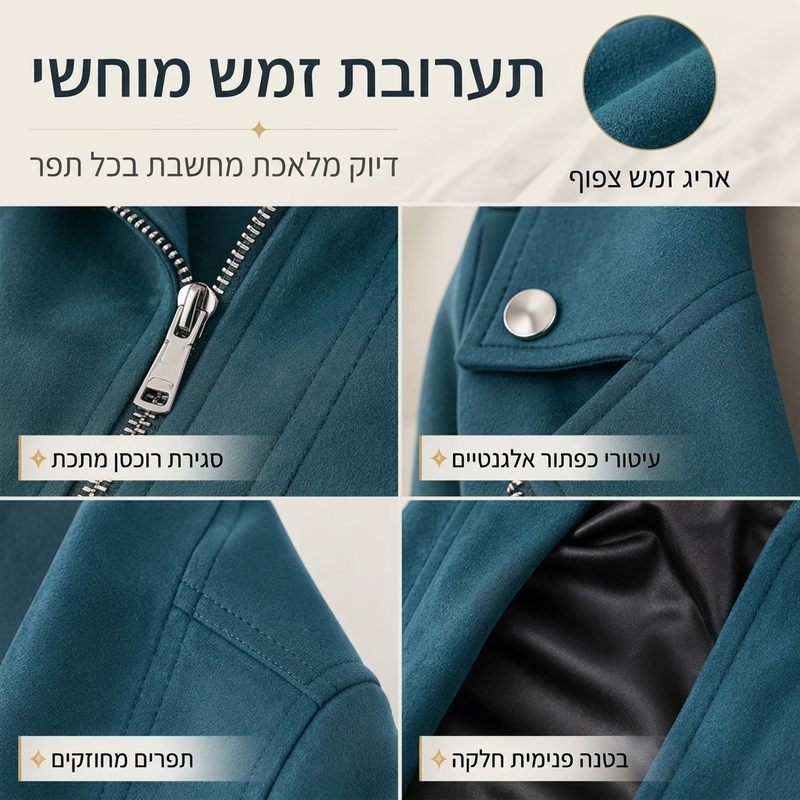 ז'קט נשים מזדמן עם צווארון לאפל וגזרה צמודה
