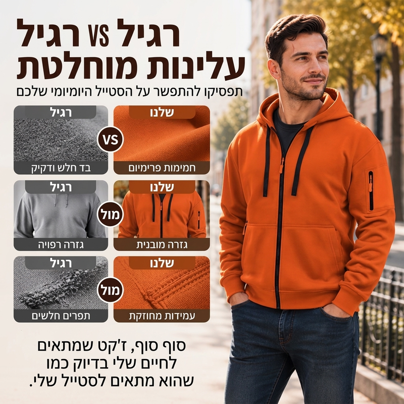ז'קט קפסולה חם לגבר עם ברדס
