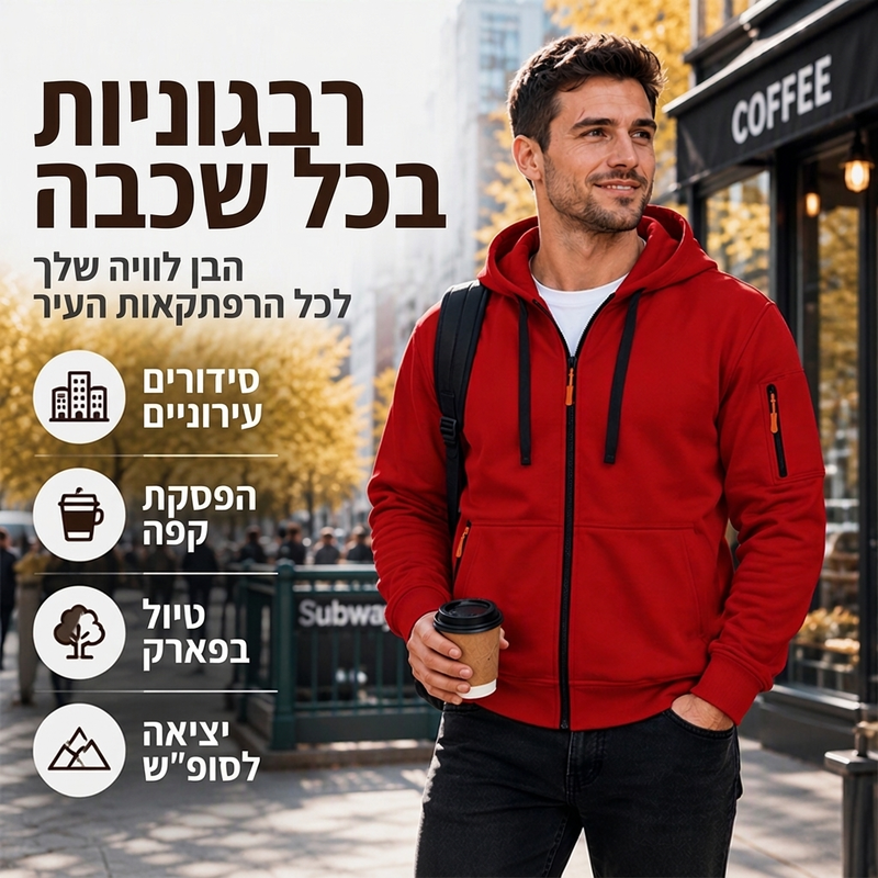 ז'קט קפסולה חם לגבר עם ברדס