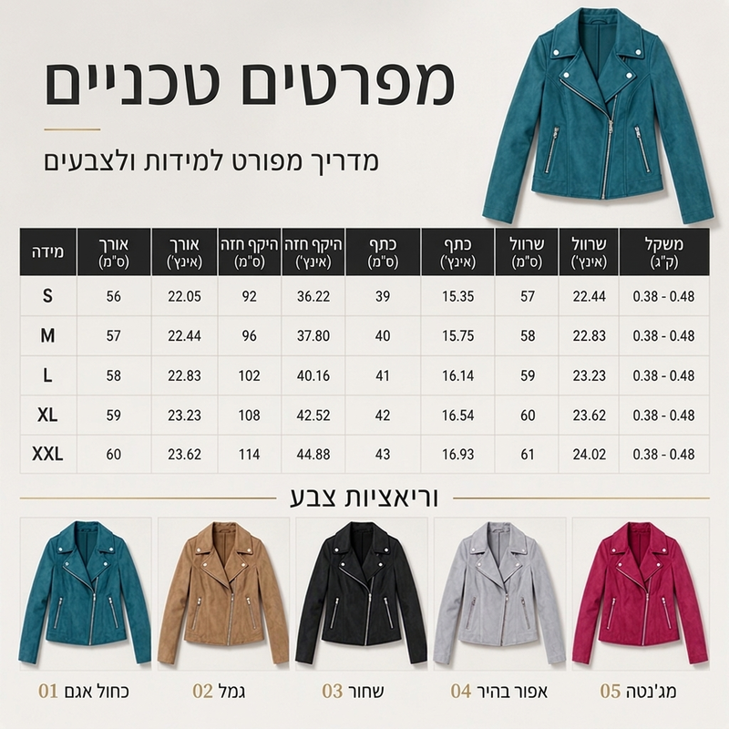 ז'קט נשים מזדמן עם צווארון לאפל וגזרה צמודה