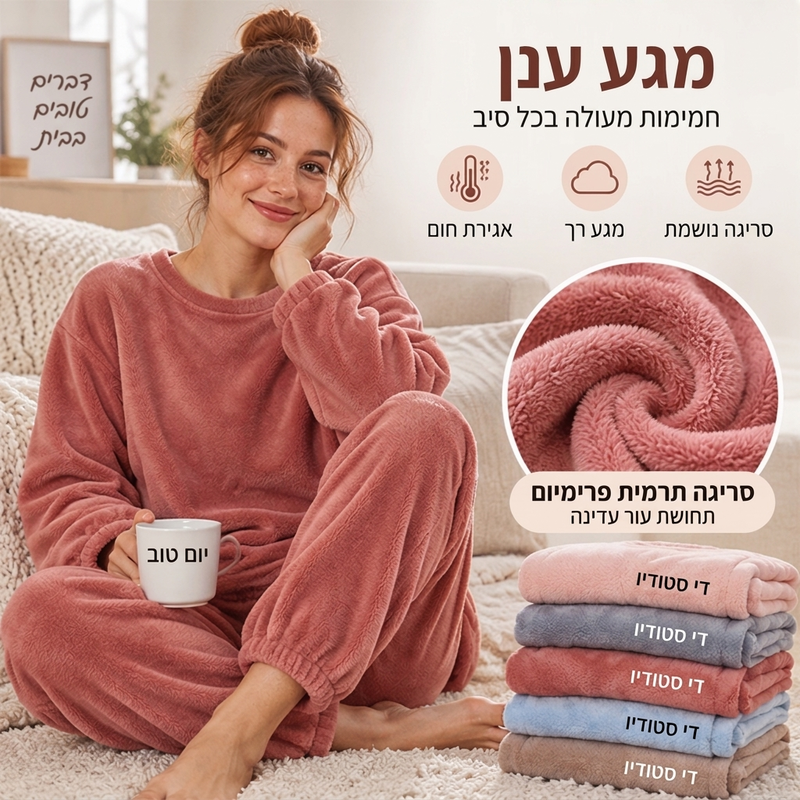 ערכת פיג'מה מפלשת אלמוגים נעימה וחמה לנשים