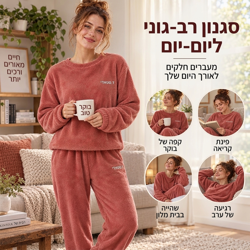 ערכת פיג'מה מפלשת אלמוגים נעימה וחמה לנשים