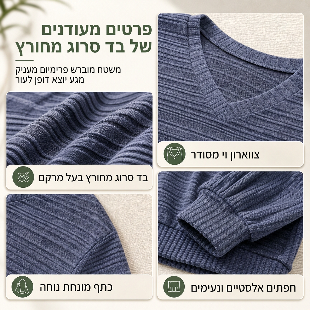 טופ נשים רופף שרוולים ארוכים צווארון V