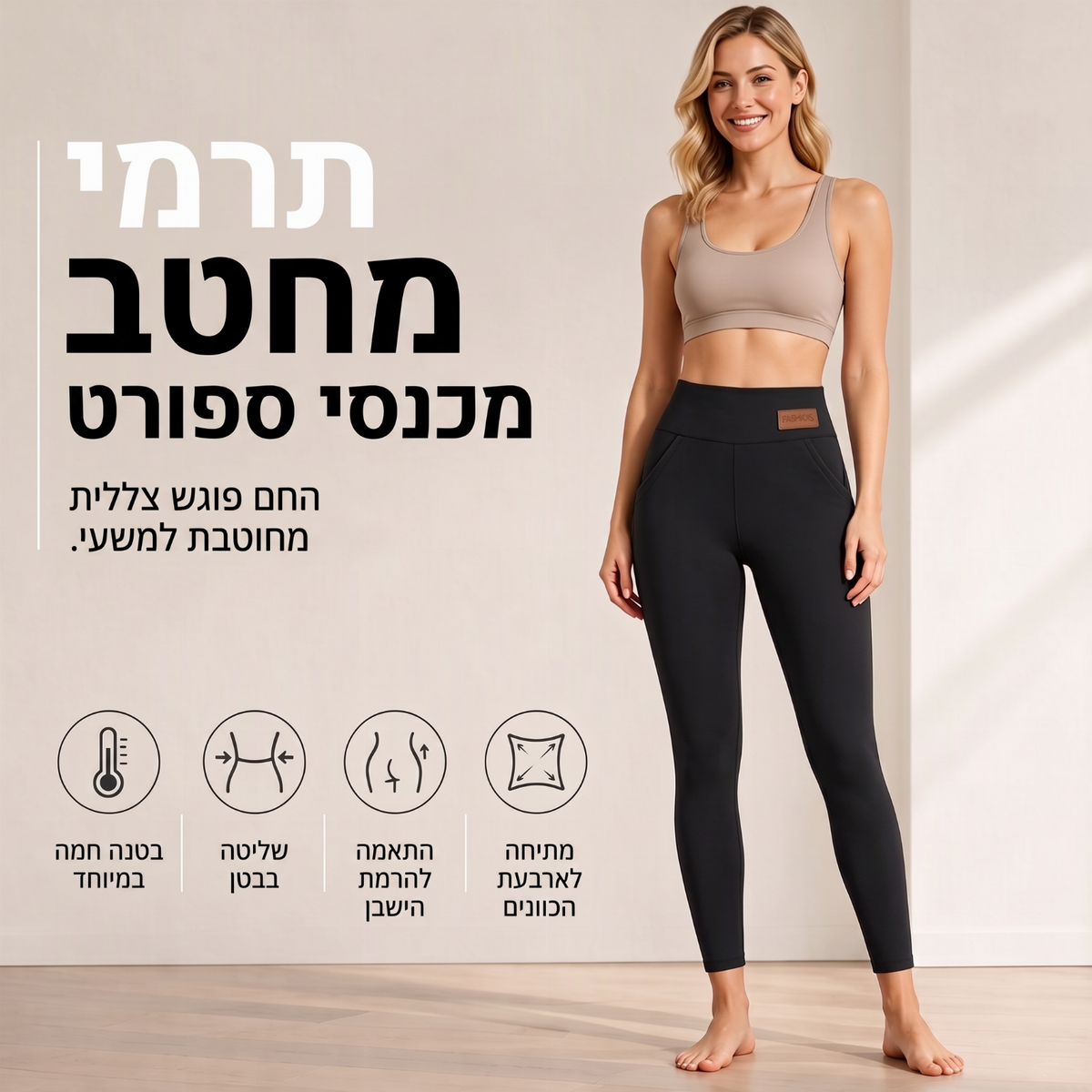 תחזקות יוגה תרמיות בקו חגרה גבוה לנשים