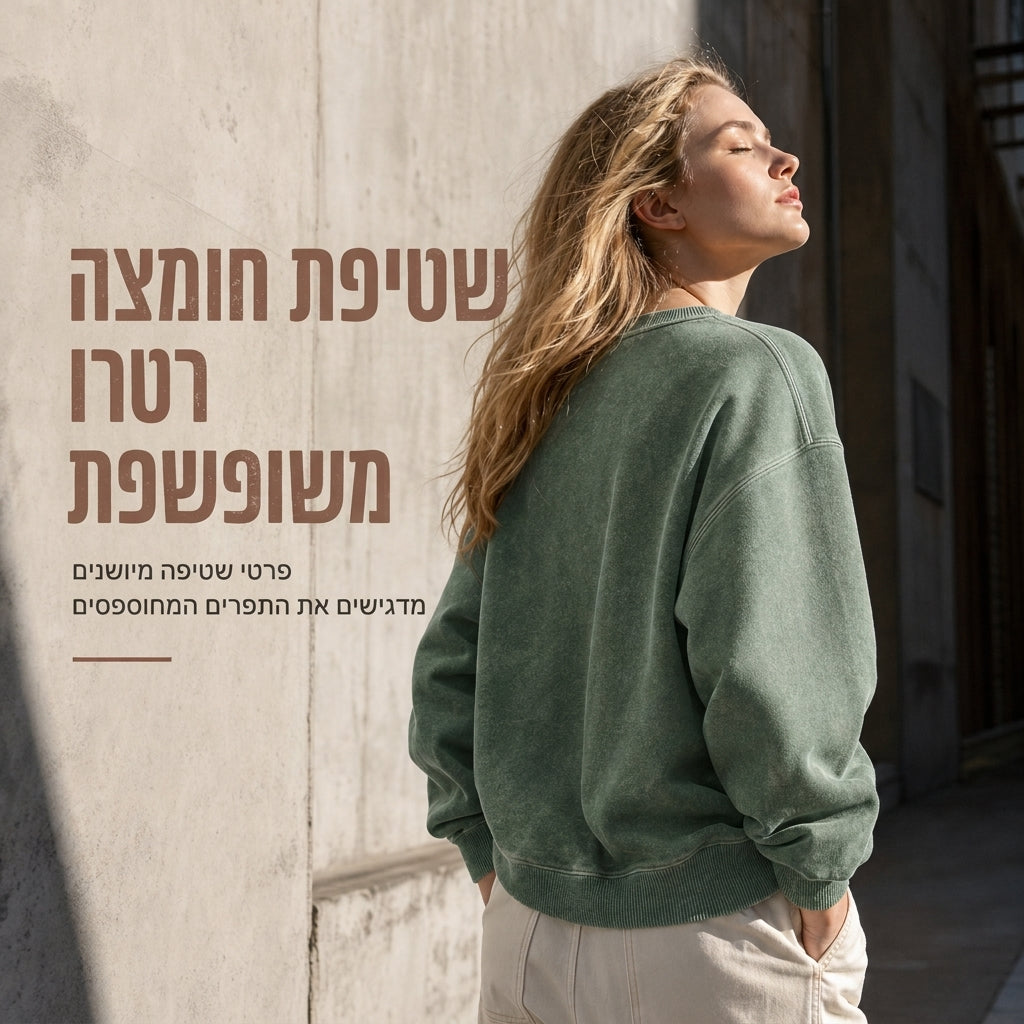סווטשירט צווארון עגול כבד, שעשוע וינטג'יוניסקס