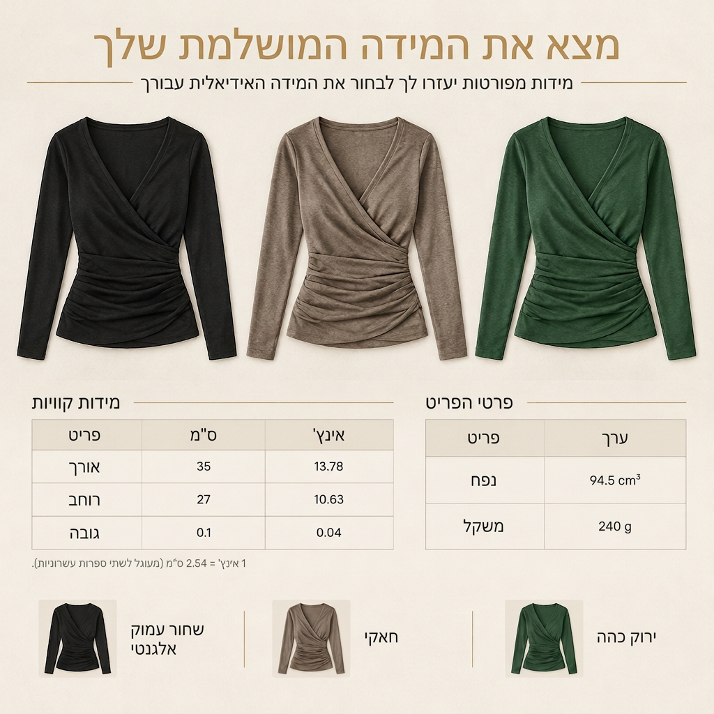 🌸מבצע חם 50% הנחה💖 חולצת נשים דקה עם צוואר V שרוולים ארוכים ומותן מעוצבת לאביב וסתיו