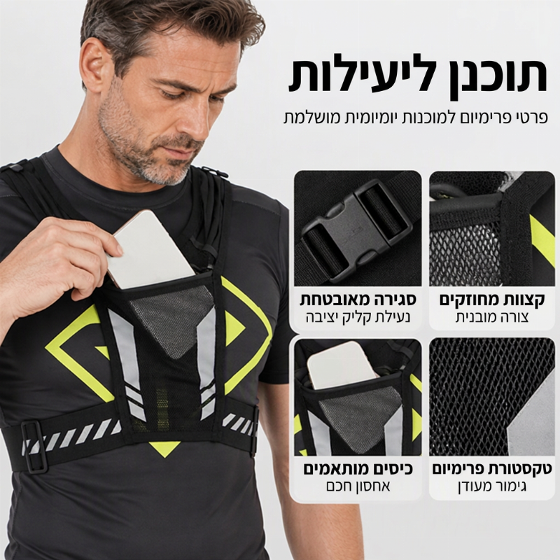 אפונת ריצה חוץ עם תא לטלפון ולשתייה