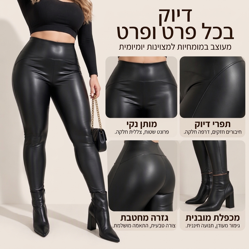 לגינס עור PU לנשים עם מותן גבוהה