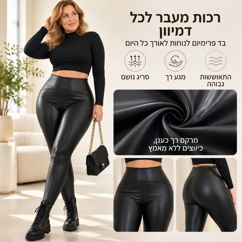 לגינס עור PU לנשים עם מותן גבוהה