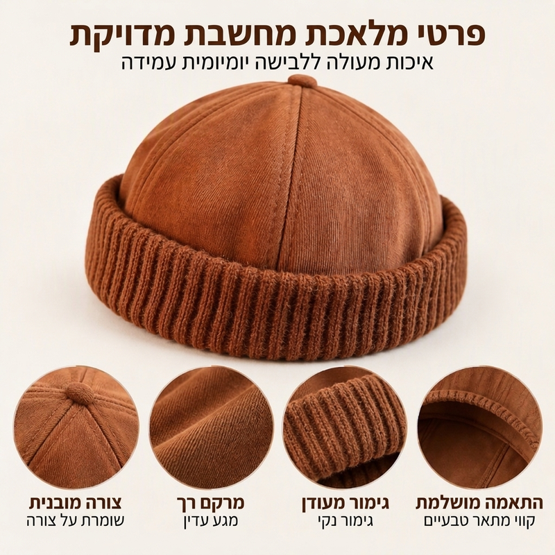 כובע דייג חם מסריג חסר שוליים לנשים וגברים