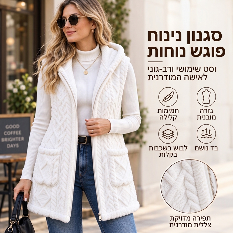 אגד נוח לנשים דו-צדדי עם ברדס פרוותי