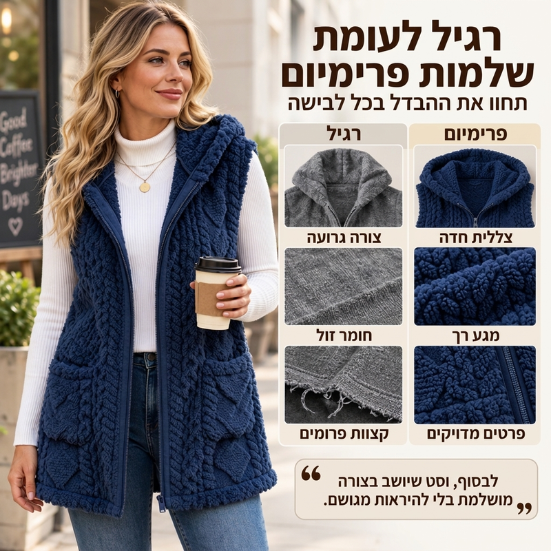 אגד נוח לנשים דו-צדדי עם ברדס פרוותי