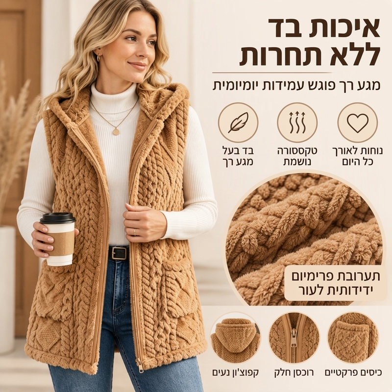 אגד נוח לנשים דו-צדדי עם ברדס פרוותי