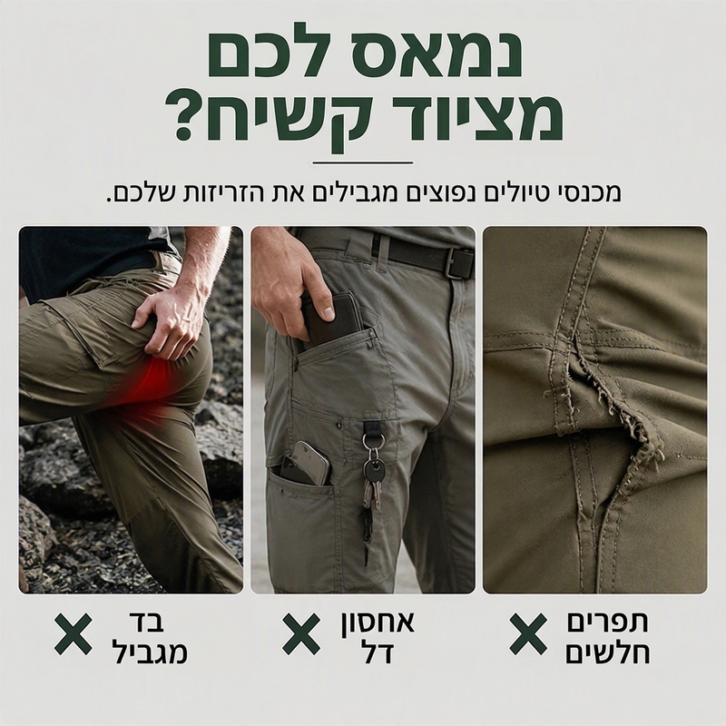 מכנסי קרגו אלסטיים לגבר户外活动