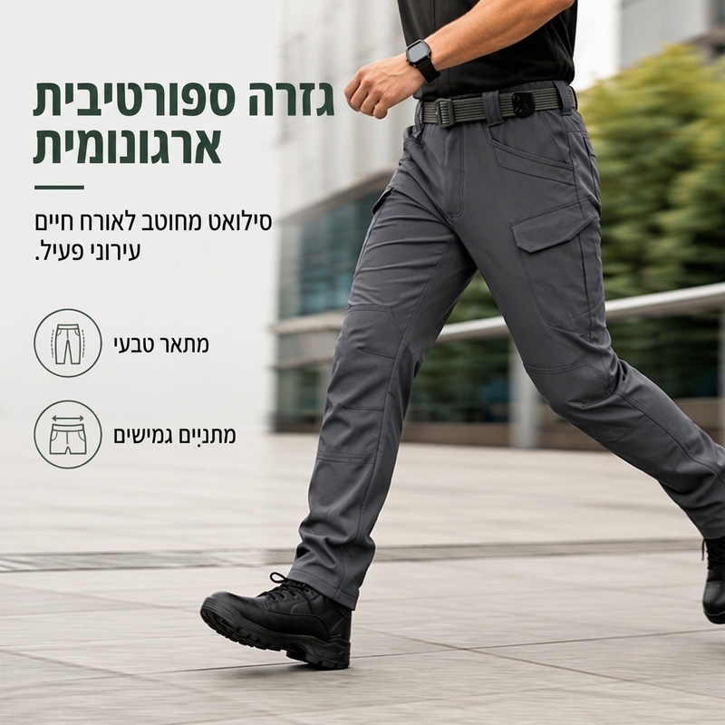 מכנסי קרגו אלסטיים לגבר户外活动