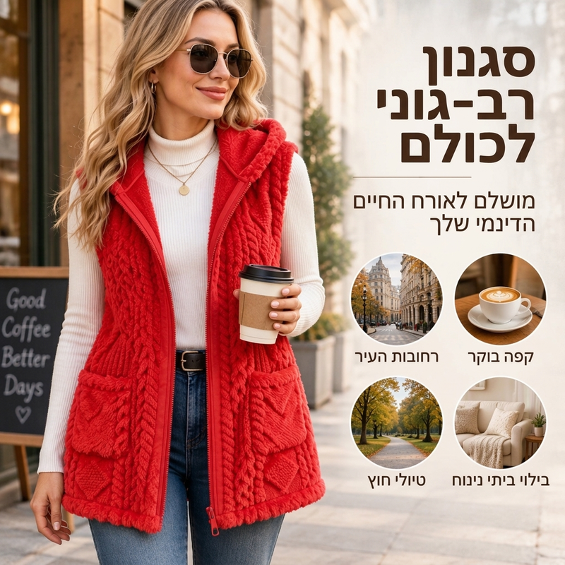 אגד נוח לנשים דו-צדדי עם ברדס פרוותי