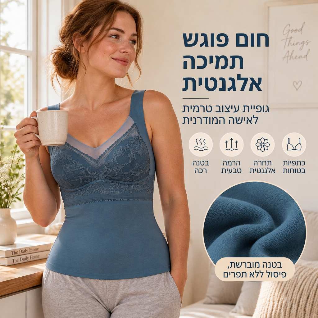 🏆 מחיר מפתיע💕🔥 גופיית תרמית עם חזה מובנה – התאמה דקה, חמה ותומכת