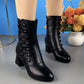 Women Warm Side Butto Leather Ankle Boots【Free shipping】
