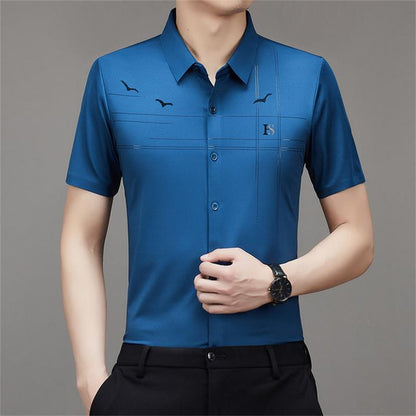 Men's Short-sleeved Ice Silk Shirt