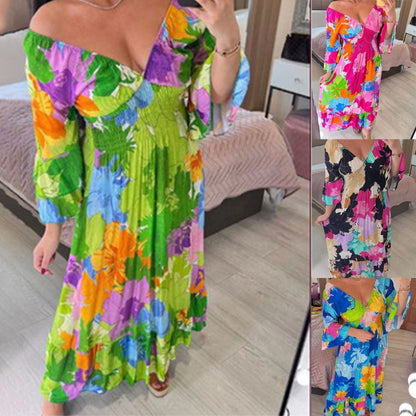 49% OFF🔥Floral Print Ruffle Hem Maxi Dress